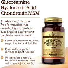 Load image into Gallery viewer, GLUCOSAMINE HYALURONIC ACID CHONDROITIN MSM· SHELLFISH - FREE · TABLETS
