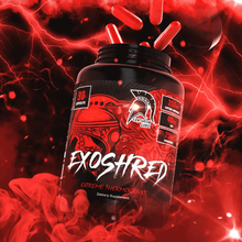 Load image into Gallery viewer, Centurion Labz ExoShred extreme thermogenic fat burner bottle
ExoShred supplement facts label with caffeine synephrine GBB Paradoxine yohimbine and Alpha Yohimbine
Centurion Labz ExoShred 90 capsule thermogenic fat burner
